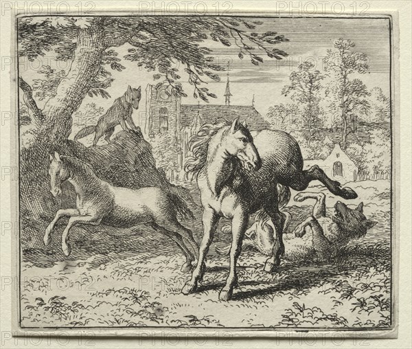Reynard the Fox:  Reynard Tricks the Wolf. Allart van Everdingen (Dutch, 1621-1675). Etching