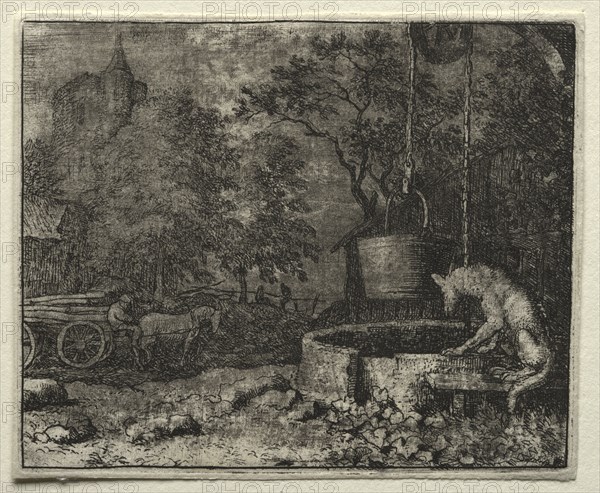 Reynard the Fox:  Reynard Tricks the Wife of the Wolf. Allart van Everdingen (Dutch, 1621-1675). Etching