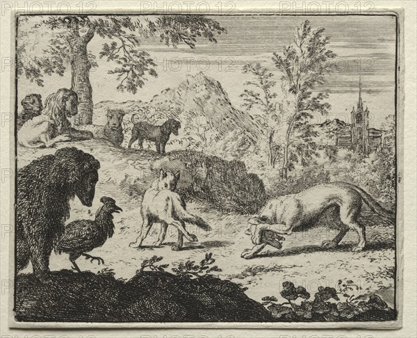 Reynard the Fox:  The Combat Between Reynard and the Wolf. Allart van Everdingen (Dutch, 1621-1675). Etching