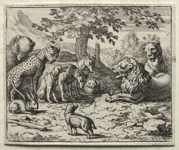 Reynard the Fox:  The Lion's Council. Allart van Everdingen (Dutch, 1621-1675). Etching