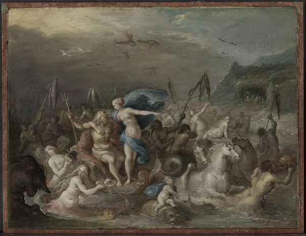 The Triumph of Neptune and Amphitrite, 1630s. Frans Francken (Flemish, 1581-1642). Oil on copper, mounted on wood; framed: 36.2 x 43.8 x 3.8 cm (14 1/4 x 17 1/4 x 1 1/2 in.); unframed: 23.5 x 30.9 cm (9 1/4 x 12 3/16 in.).