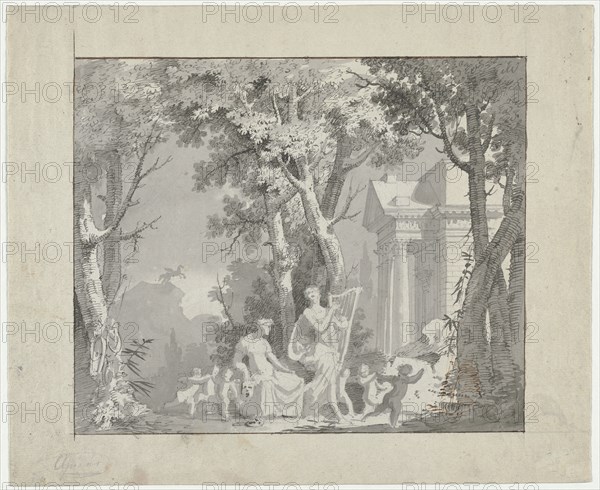 Classical Scene, 1775-1800. Circle of Francisco Vieira (Portuguese, 1765-1805). Pen and brown and gray ink with gray wash over pencil;
