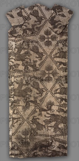 Fragments of a Caftan, 935-1055. Iran or Iraq, Buyid period, 10th-11th Century. Lampas weave, silk; average: 141.5 x 156.5 cm (55 11/16 x 61 5/8 in.)