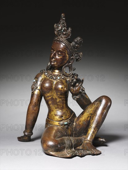 Goddess Uma, 1000s. Nepal, 11th Century. Gilt bronze and semiprecious stones; overall: 35.6 x 27.9 x 25.4 cm (14 x 11 x 10 in.).