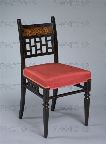 Chair, c. 1880. Herter Brothers (American). Ebonized cherry and other woods; overall: 84.5 x 40.7 x 46 cm (33 1/4 x 16 x 18 1/8 in.).