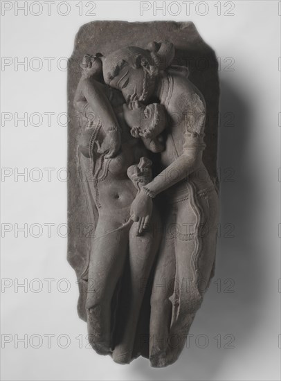 Lovers (Mithuna), 1000s. India, Madhya Pradesh, Khajuraho, Medieval period, Candella dynasty, 11th century. Sandstone; overall: 74 cm (29 1/8 in.).
