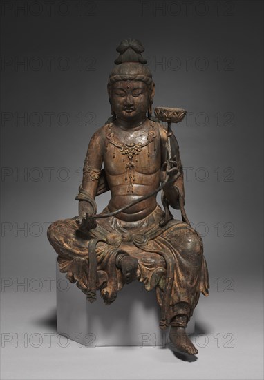 Miroku Bosatsu: The Future Buddha, mid 1200s. Japan, Kamakura Period (1185-1333). Wood with traces of lacquer, polychromy, and cut gold lear (kirikane); overall: 64.8 cm (25 1/2 in.).