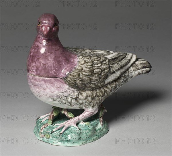 Tureen in the Form of a Pigeon, c. 1760. Sceaux Factory (French). Tin- glazed earthenware (faience) wth enamel decoration; overall: 26.7 x 29.9 x 14.8 cm (10 1/2 x 11 3/4 x 5 13/16 in.).