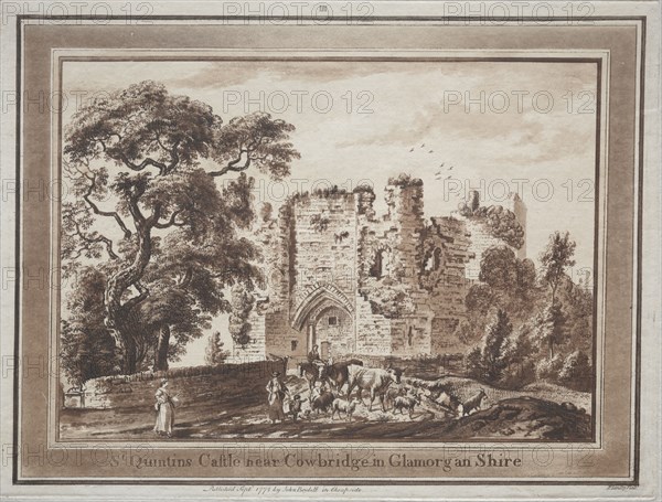 Twelve Views in South Wales:  St. Quintin's Castle near Cowbridge in Glamorganshire, 1775. Paul Sandby (British, 1731-1809). Etching, roulette, soft-ground etching, and aquatint