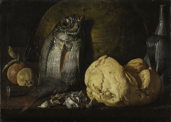 Still Life with Fish, Bread, and Kettle, c. 1772. Luis Meléndez (Spanish, 1716-1780). Oil on canvas; framed: 54 x 67 x 5 cm (21 1/4 x 26 3/8 x 1 15/16 in.); unframed: 34 x 48 cm (13 3/8 x 18 7/8 in.).