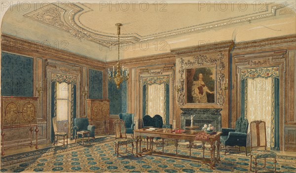 Sketch of Interior Design. August Frederick Biehle (American, 1854-1918). Watercolor; image: 71.1 x 40.7 cm (28 x 16 in.).