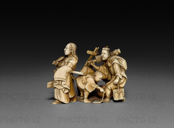 Procession with Four Figures, Late 1800s- Early 1900s. Japan, Late 19th- Early 20th century. Ivory; overall: 6.2 cm (2 7/16 in.).
