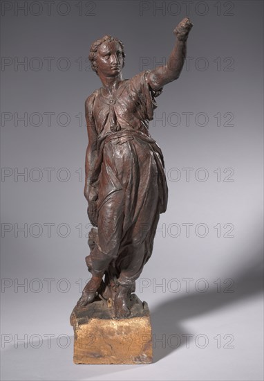 Model for an Angel, c. 1583-1584. Annibale Fontana (Italian, 1540-1587). Wax on a metal armature, mounted on wood; overall: 54 x 16 x 26 cm (21 1/4 x 6 5/16 x 10 1/4 in.).