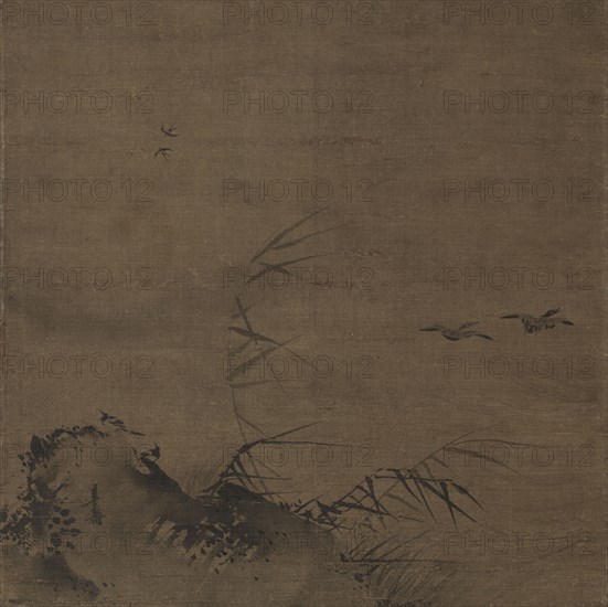Waterfowl and Reeds, early 1200s. Attributed to Liang Kai (Chinese, mid-1100s-early 1200s). Hanging scroll, ink on silk; overall: 23 x 22.9 cm (9 1/16 x 9 in.).