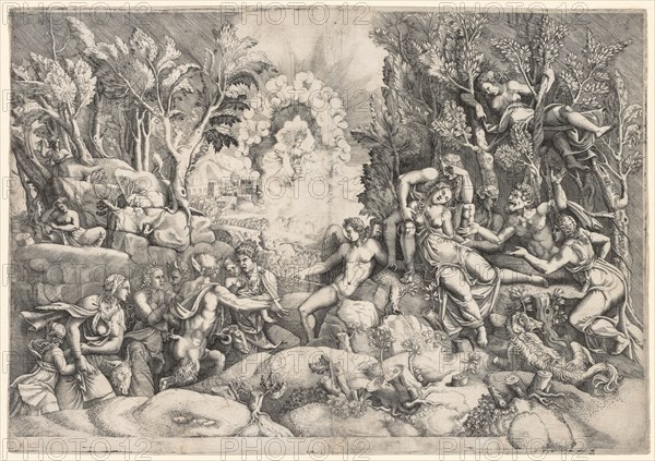 The Death of Procris, c. 1540. Giorgio Ghisi (Italian, 1520-1582), after Giulio Romano (Italian, 1492/99-1546). Engraving; sheet: 40.4 x 57.5 cm (15 7/8 x 22 5/8 in.); platemark: 39.7 x 57.2 cm (15 5/8 x 22 1/2 in.)