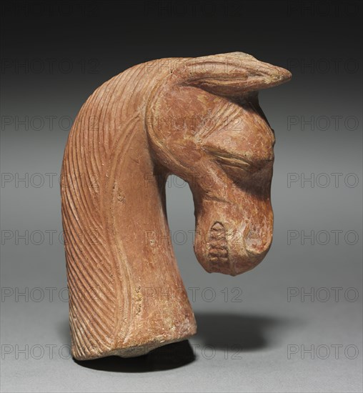 Horse Head, 700s BC. Italy, Villanova, Etruscan, 8th Century BC. Terracotta; overall: 8.1 x 6 x 1.9 cm (3 3/16 x 2 3/8 x 3/4 in.).