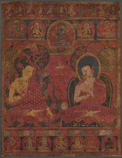 Sakyamuni with a Disciple Thangka, 14th century. Nepal, 14th century. Gouache on cloth; overall: 57.8 x 45.1 cm (22 3/4 x 17 3/4 in.).