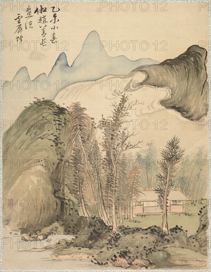 Hut Amidst the Trees, 1847. Tsubaki Chinzan (Japanese, 1801-1854). Album leaf; ink and color on silk; each leaf: 41 x 31.5 cm (16 1/8 x 12 3/8 in.).