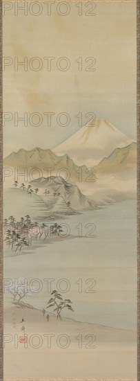 Lake Suwa, 19th century. Ando Hiroshige (Japanese, 1797-1858). Hanging scroll; ink and color on silk; overall: 174 x 49.9 cm (68 1/2 x 19 5/8 in.); painting only: 90.2 x 32.2 cm (35 1/2 x 12 11/16 in.).
