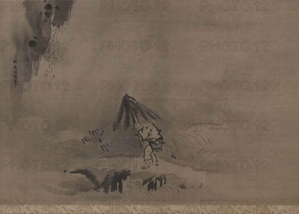 Evening Shower, 17th century. Kano Tan’yu (Japanese, 1602-1674). Hanging scroll; ink on silk; painting only: 144.5 x 79.2 cm (56 7/8 x 31 3/16 in.); including mounting: 247.7 x 101 cm (97 1/2 x 39 3/4 in.).
