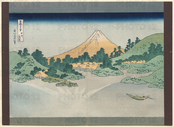 Thirty-Six Views of Mt. Fuji:  The Surface of Lake Misaka in Kai Province, early 1830s. Katsushika Hokusai (Japanese, 1760-1849). Color woodblock print; overall: 25.6 x 37.6 cm (10 1/16 x 14 13/16 in.).