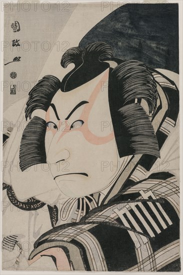 Nakamura Nakazo II as Matsuomaru in the Carriage-Stopping Scene, 1796. Utagawa Kunimasa (Japanese, 1773-1810). Color woodblock print, with mica and lacquer; sheet: 38.8 x 25.8 cm (15 1/4 x 10 3/16 in.).