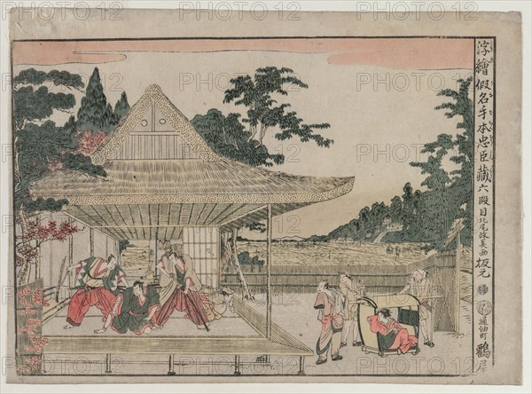 Chushingura: Act VI (from the series Perspective Pictures for The Treasure House of Loyalty), c. 1790s. Kitao Masayoshi (Japanese, 1761-1824). Color woodblock print; image: 30.5 x 43 cm (12 x 16 15/16 in.); with margins: 33.7 x 46.1 cm (13 1/4 x 18 1/8 in.).