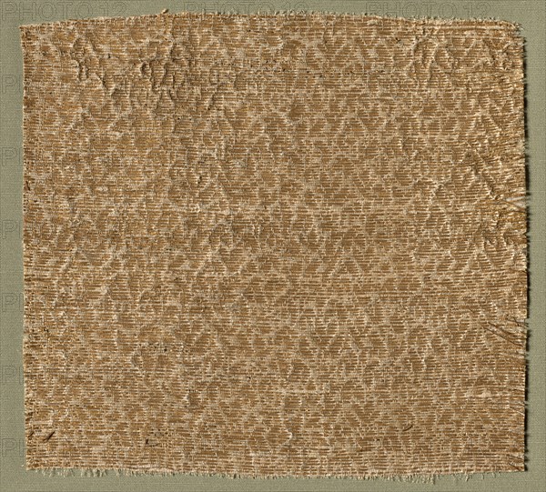 Textile with Tiny Leaves, 1275-1350. Central Asia, Mongol period, late 13th - mid-14th century. Tabby with supplementary weft; silk and gold thread; overall: 14.5 x 15.5 cm (5 11/16 x 6 1/8 in.)