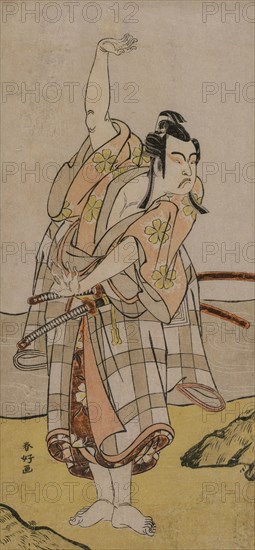 Actor Ichikawa Yaozo. Katsukawa Shunko (Japanese, 1743-1812). Color woodblock print; sheet: 30.5 x 14.3 cm (12 x 5 5/8 in.).