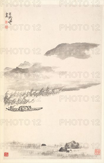 River Landscape, 1788. Min Zhen (Chinese, 1730-after 1788). Album leaf, ink on paper; sheet: 29 x 18.4 cm (11 7/16 x 7 1/4 in.).