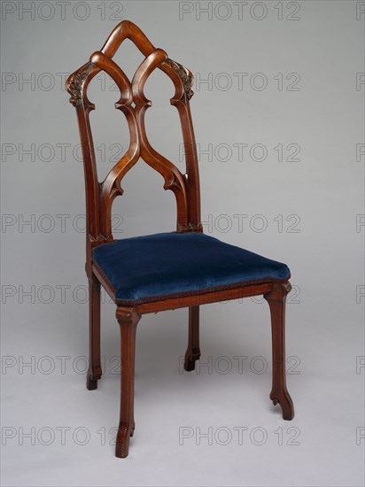 Side Chair:  Gothic Revival Style, c. 1858. Alexander Jackson Davis (American, 1803-1892), William Burns (American, 1805?-1867). Wood; overall: 99 x 50.2 x 49.9 cm (39 x 19 3/4 x 19 5/8 in.)