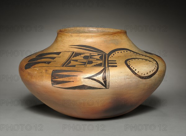Jar, c. 1890-1910. Nampeyo (Hopi-Tewa, 1859–1942). Earthenware; overall: 16.8 x 29.2 cm (6 5/8 x 11 1/2 in.).