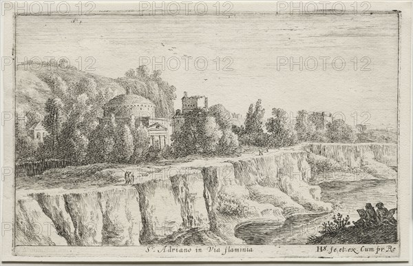 Diverse Views in and around Rome:  St. Adriano in Via Flaminia, 1653. Herman van Swanevelt (Dutch, c. 1600-1655). Etching