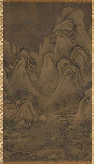 Winter Landscape, 1400s-1500s. Yeoseol (Korean). Hanging scroll; ink and slight color on silk; image: 92.4 x 52.7 cm (36 3/8 x 20 3/4 in.); overall: 195.6 x 74.9 cm (77 x 29 1/2 in.).