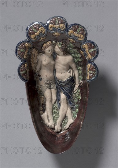 Boat-Shaped Cup with Ceres and Bacchus on a Bed of Grape Clusters and Wheat, late 1500s. School of Bernard Palissy (French, 1510-1589). Earthenware with lead glazes; overall: 20 cm (7 7/8 in.).