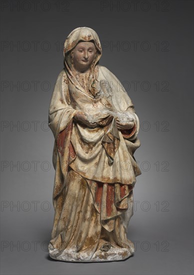 Standing Virgin, c. 1440-1450. Follower of Claus de Werve (Netherlandish, 1380-1439). Painted and gilded limestone; overall: 104.8 cm (41 1/4 in.).