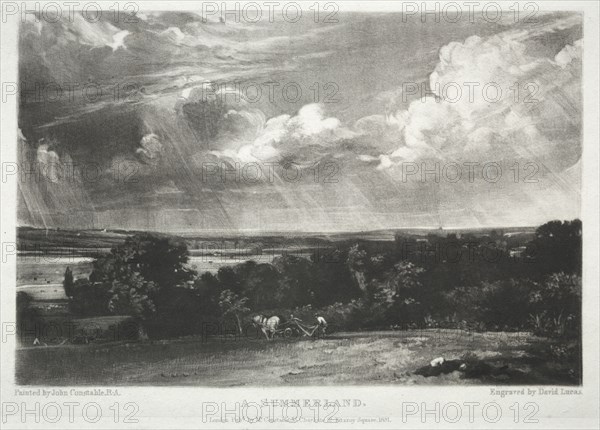 Various Subjects of Landscape, Characteristic of English Scenery from Pictures Painted by John Constable, R.A.:  A Summerland, 1831. David Lucas (British, 1802-1881), after John Constable (British, 1776-1837). Mezzotint