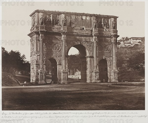 Arch of Constantine, Rome, c. 1858. James Anderson (British, 1813-1877). Albumen print from wet collodion negative; image: 27.7 x 36.5 cm (10 7/8 x 14 3/8 in.); matted: 55.9 x 66 cm (22 x 26 in.)
