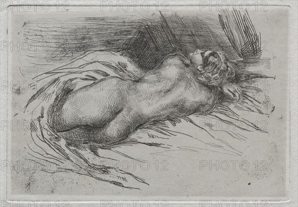 Study of a Woman Seen from the Back, 1833. Eugène Delacroix (French, 1798-1863). Etching