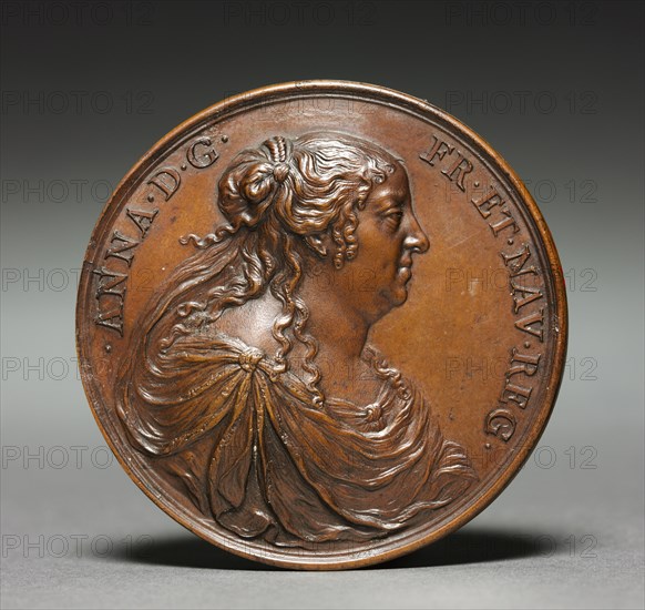 Medal of Anne of Austria (obverse) and (reverse), 1660. Jean Warin (French, 1604-1672). Bronze; diameter: 6 cm (2 3/8 in.).