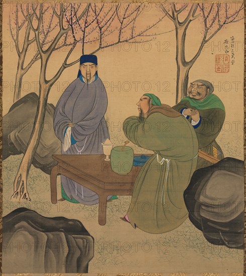 Romance of the Three Kingdoms, 1800s. Matsumura Goshun (Japanese, 1752-1811). Hanging scroll; ink and color on silk; image: 28.2 x 25.2 cm (11 1/8 x 9 15/16 in.); including mounting: 114.3 x 44.2 cm (45 x 17 3/8 in.).