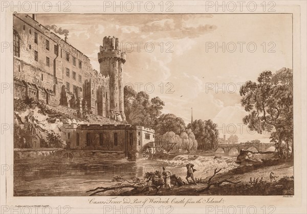 Views of Warwick Castle:  Caesar's ower and Part of Warwick Castle from the Island, 1776. Paul Sandby (British, 1731-1809). Etching and aquatint