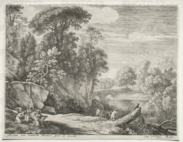 The Flight into Egypt: The Donkey Led to the River, c. 1652-1654. Herman van Swanevelt (Dutch, c. 1600-1655). Etching and engraving