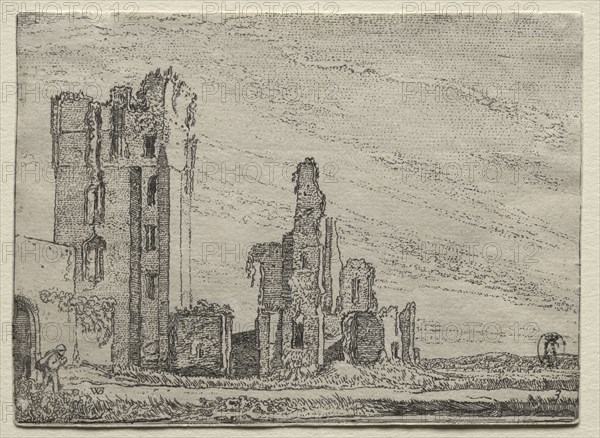 Various Lanscapes: Ruins of the Castle Huys Te Kleef near Haarlem, c. 1616. Willem Pietersz Buytewech (Dutch, 1591/92-1624), Claes Jansz Visscher. Etching; sheet: 9 x 12.3 cm (3 9/16 x 4 13/16 in.)