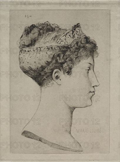 Marie Louise in Profile, 1860. Jules de Goncourt (French, 1830-1870). Etching with stipple and roulette