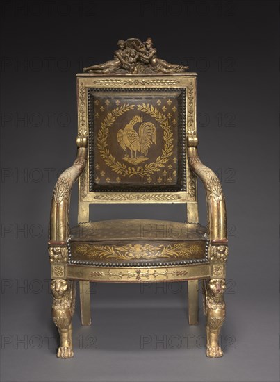 Child's Throne, 1822. Pierre-Marie Balny le Jeune (French, 1832). Carved and gilded wood, leather upholstery; overall: 84 x 45.1 x 42 cm (33 1/16 x 17 3/4 x 16 9/16 in.).