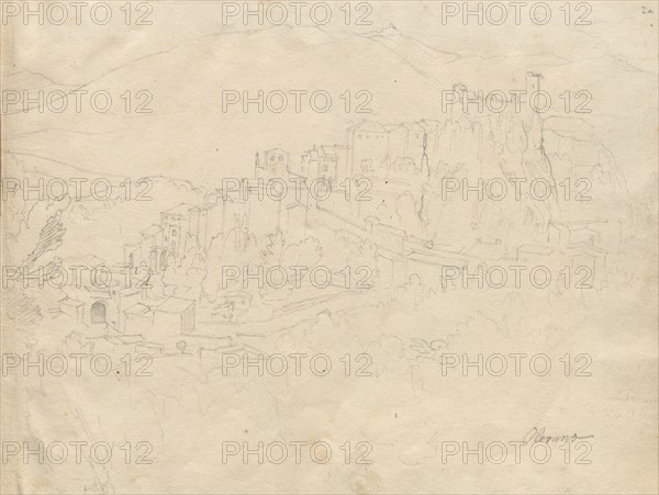 Album with Views of Rome and Surroundings, Landscape Studies, page 02a: "Olevano". Franz Johann Heinrich Nadorp (German, 1794-1876). Graphite;