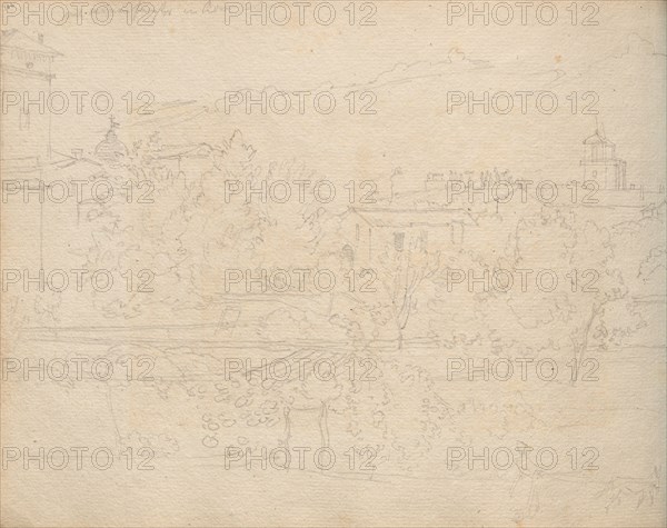 Album with Views of Rome and Surroundings, Landscape Studies, page 16b: Roman View. Franz Johann Heinrich Nadorp (German, 1794-1876). Graphite ;