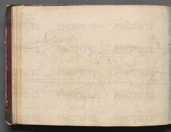 Album with Views of Rome and Surroundings, Landscape Studies, page 16b: Roman View. Franz Johann Heinrich Nadorp (German, 1794-1876). Graphite ;