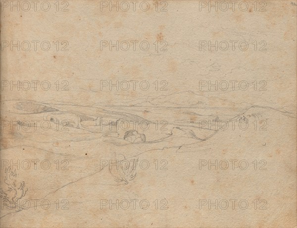 Album with Views of Rome and Surroundings, Landscape Studies, page 40a: Roman Landscape. Franz Johann Heinrich Nadorp (German, 1794-1876). Graphite